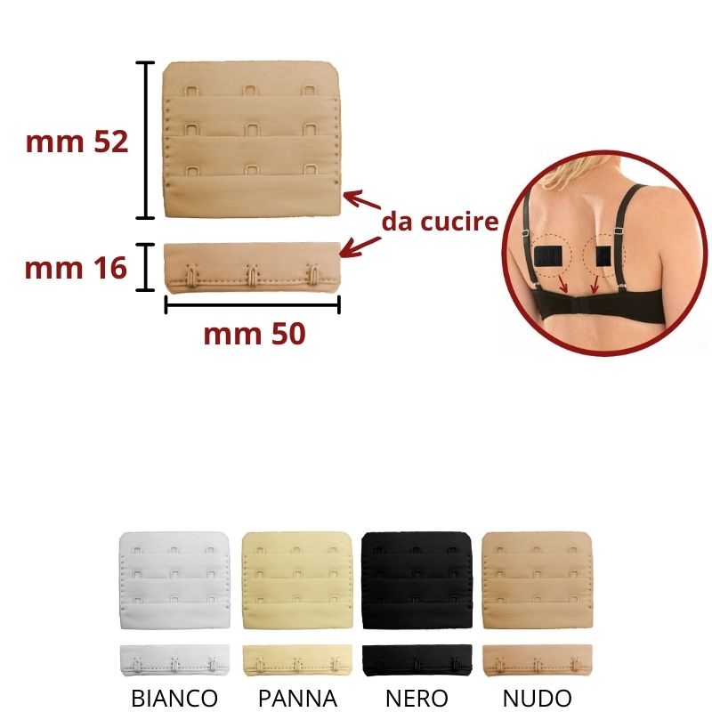 Prolunga reggiseno da cucire a 3 ganci h mm 50 articolo 3520/3
pezzi 6