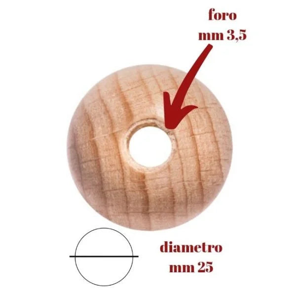 Perforated wooden sphere ø mm 25 item 115/16 pieces 25
