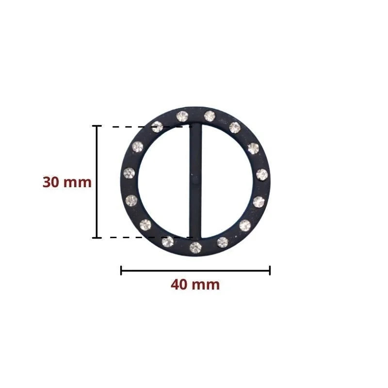 Plastic buckle with rhinestones h 3 cm item 6/476/1 pieces 10