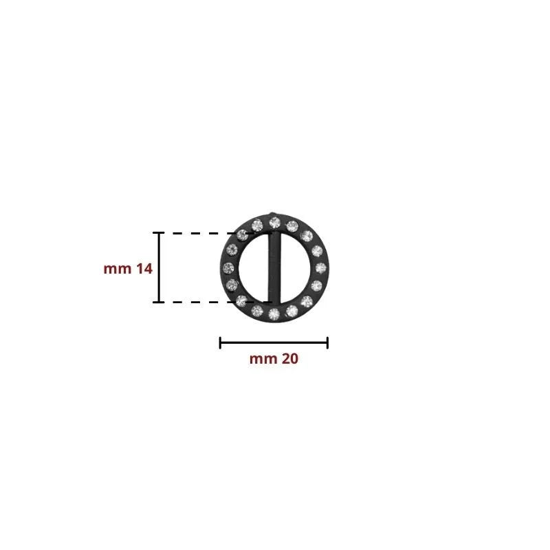 Plastic buckle with rhinestones h cm 1.4 item 6/475/1 pieces 10