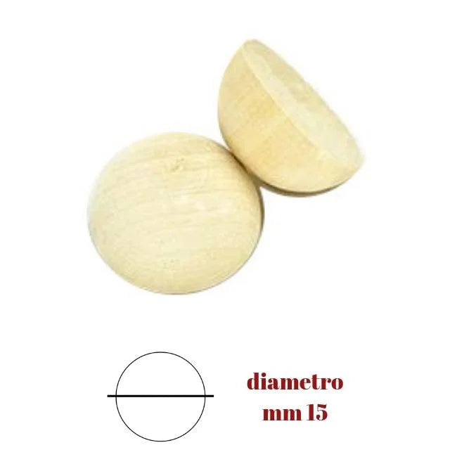 Half wooden pearls ø mm 15 item 180/16 pieces 25