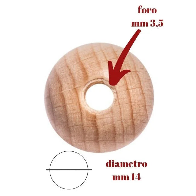 Perforated wooden sphere ø mm 14 item 114/16 pieces 25