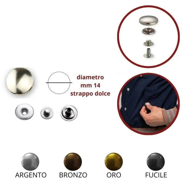 Bottoni a pressione ottone lineato 14 (4 PZ) strappo dolce pezzi 100 per componente
