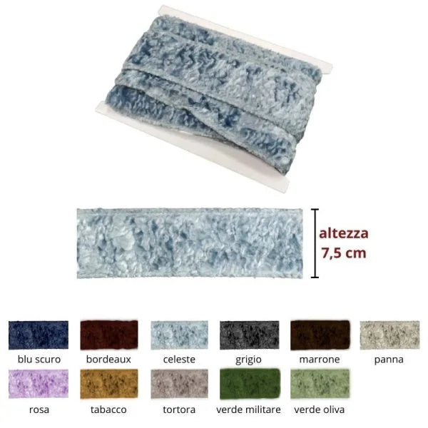 Bordo pelliccia ecologica h cm 7,5 Astrakan