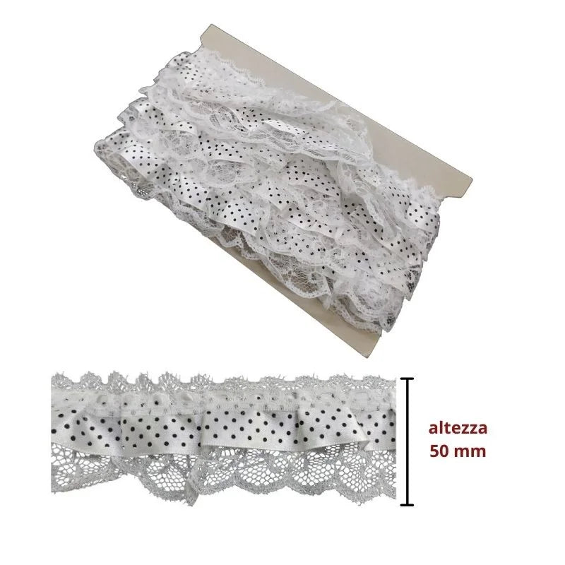 Polka dot lace trimmings, 5 cm high, item 370, 5 metres