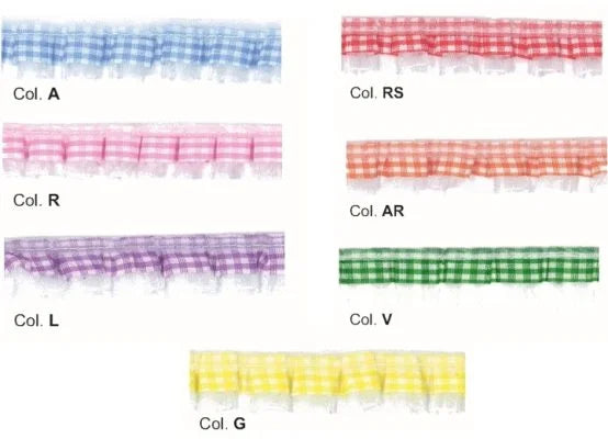 Pleated trimmings, squares, height 2.5 cm, item PS00156, 9.14 metres