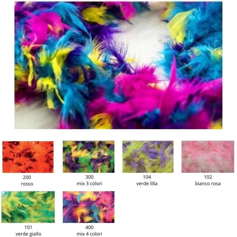 Boa multicolor con piume naturali metri 2