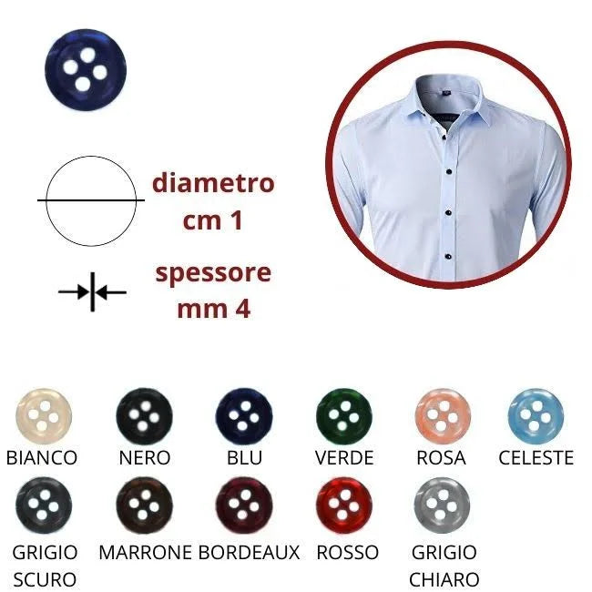 Bottoni per camicia 4 fori lineato 16 ø mm 10 pezzi 50