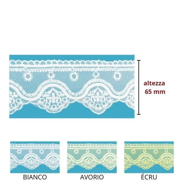 100% polyester tulle lace h 6.5 cm item 8TB0768B 10 meters