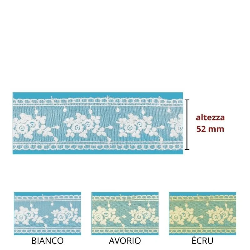 Tulle lace trim 100% polyester h 5.2 cm item 60121 10 meters