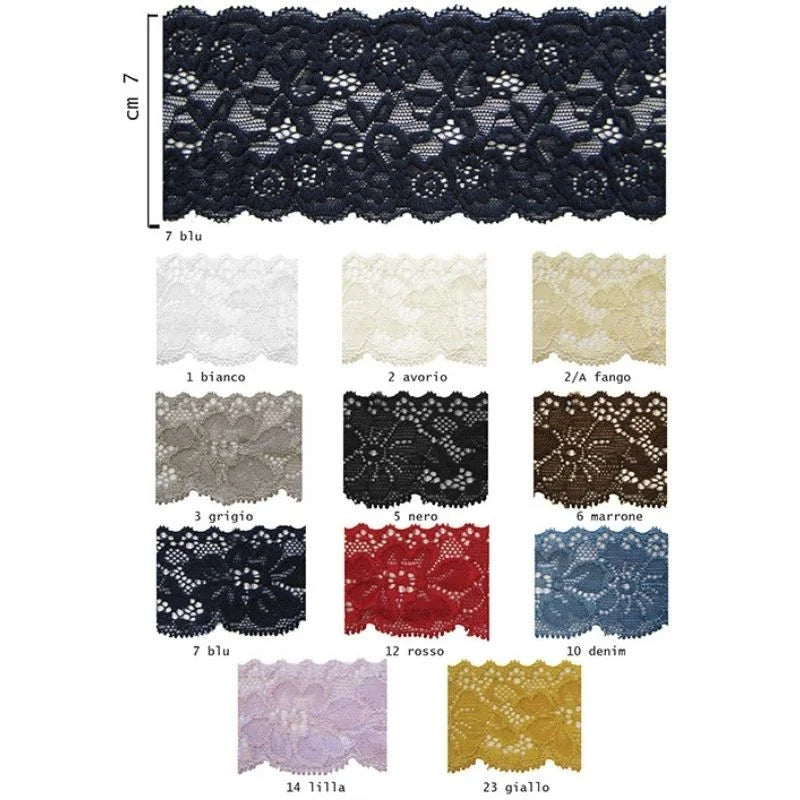 Elastic lace trim h 7 cm item LS503 20 metres