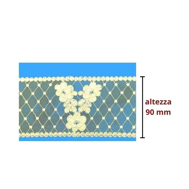 Rebrodè tulle partition lace h 9 cm item F44-1 10 metres
