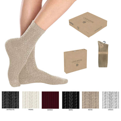 Calzino donna midi lavorata in cashmere articolo 468 paia 6