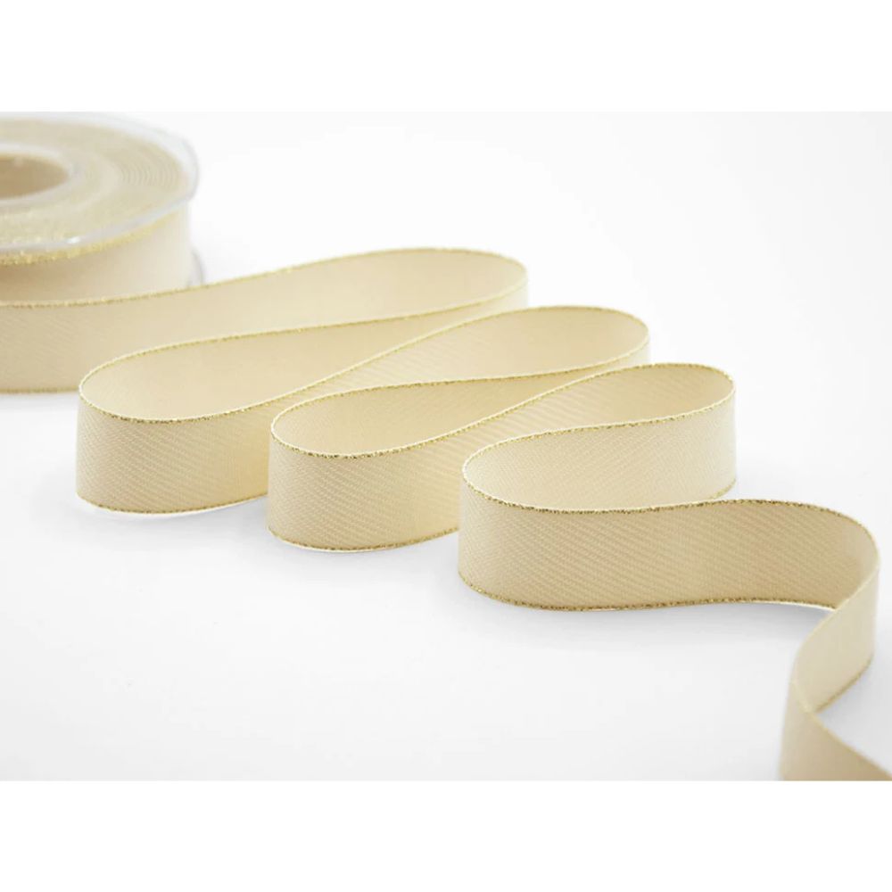 Diagonal striped ribbon with lamé edge h 25 mm item V430/25 15 metres