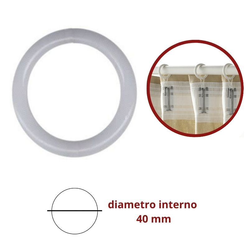 Anelli tenda in plastica ø mm 40/52 articolo 55107 pezzi 50