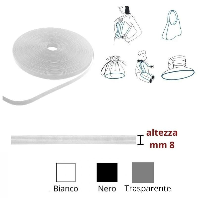 Bordura rigilene in poliestere h mm 8 articolo 3004/1 metri 46
