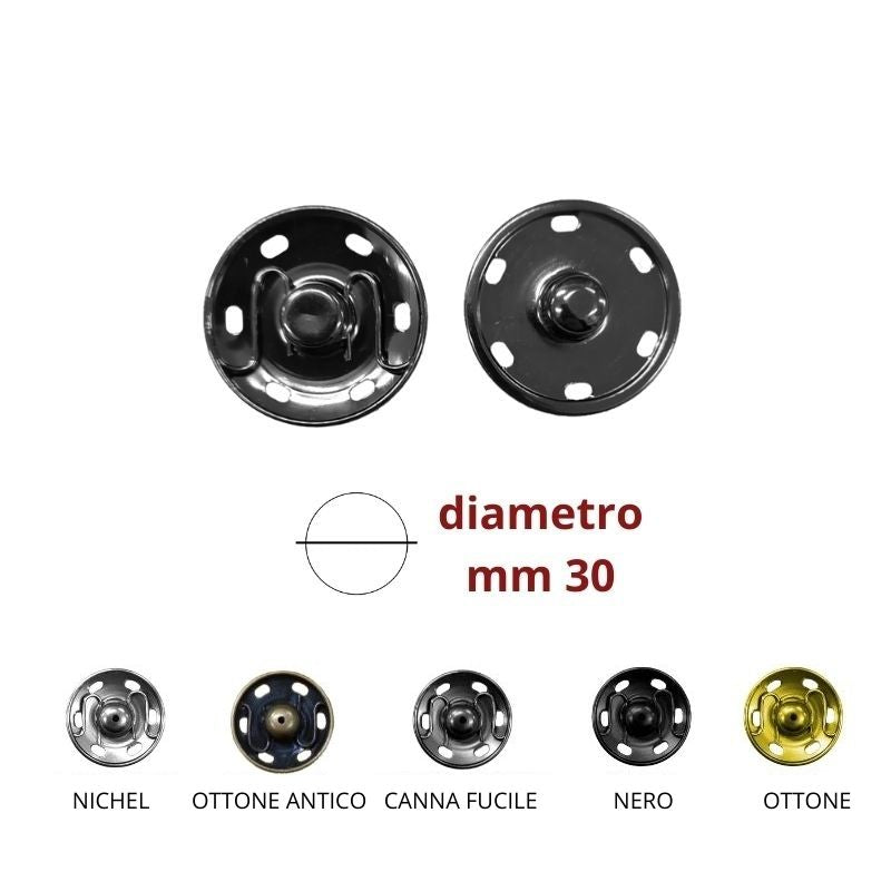 Bottone automatico ottone lucido ø mm 30 coppie 10