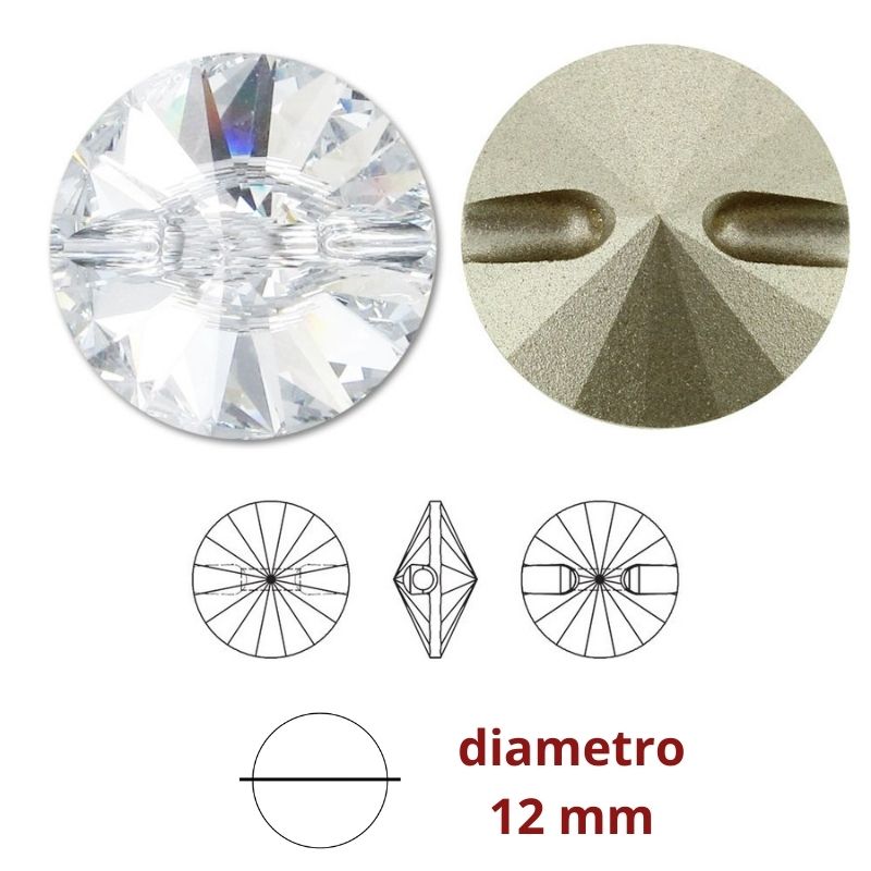 Swarovski button ø mm 12 crystal (001) item 3015/12 pieces 48