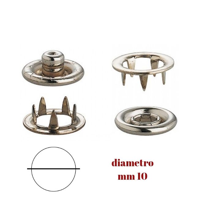 Bottoni a pressione ø mm 10 ottone testa invisibile pezzi 100 per componente