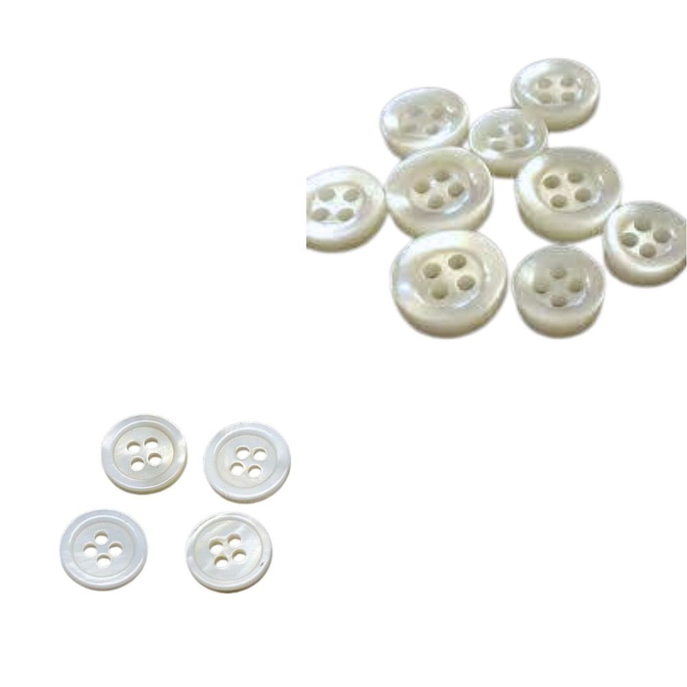 Bottoni per camicia madreperla 4 fori lineato 16 ø mm 10 pezzi 20