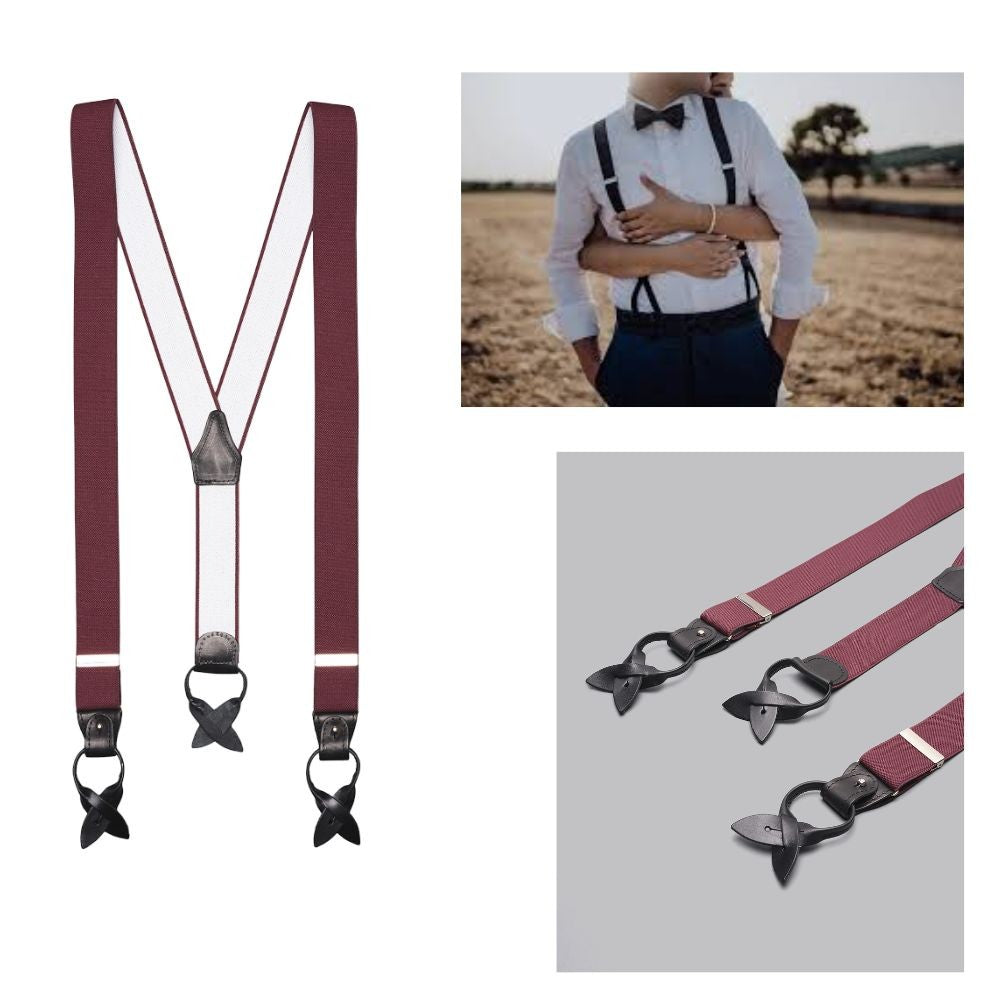 Men's shaved suspenders, height 2.7 cm, leather buttonholes, length 120 cm
