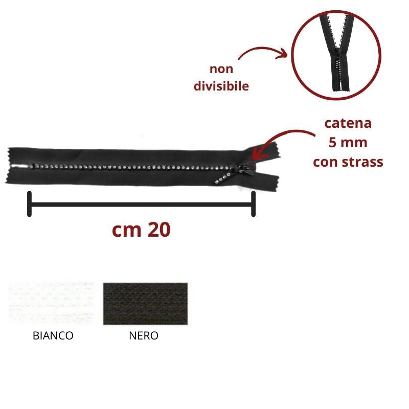 Chiusura catena di strass cm 20 articolo 2200/20