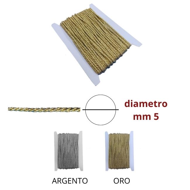 Cordone lurex ø mm 5 articolo 420/4 metri 20