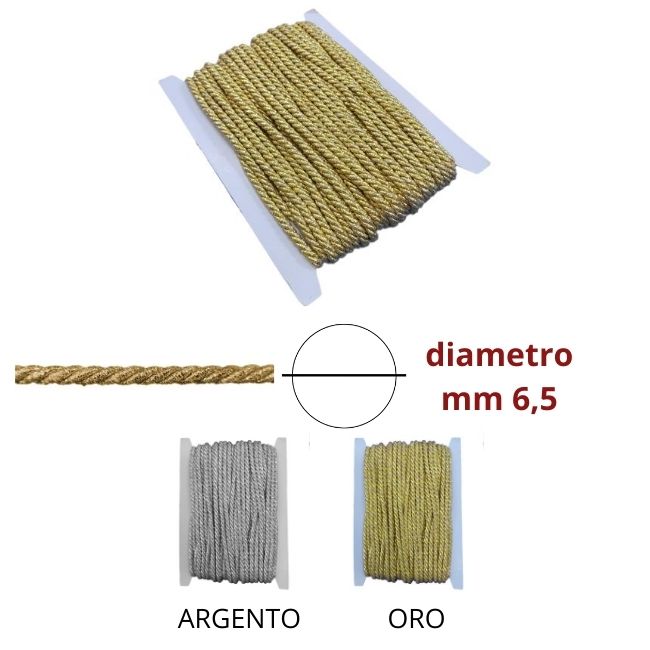 Cordone lurex ø mm 6,5 articolo 420/5 metri 20
