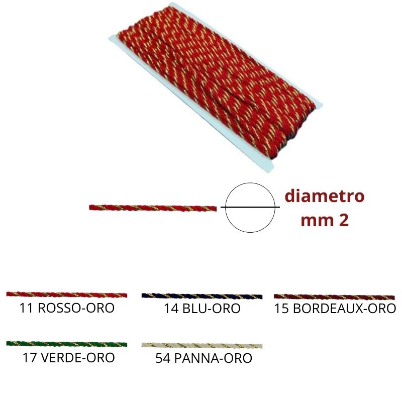 Twisted cord gold vergola ø mm 2 item 320/1 20 meters