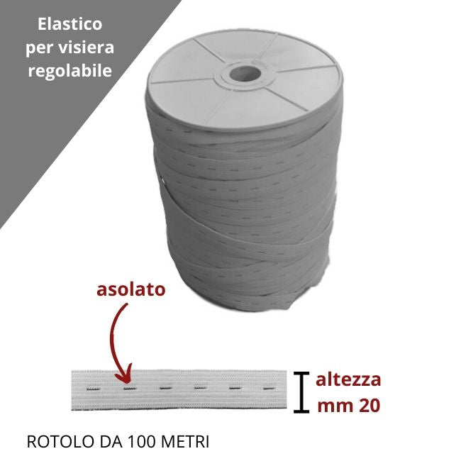 Elastic with buttonholes h mm 20 item 12 buttonholes 100 meters