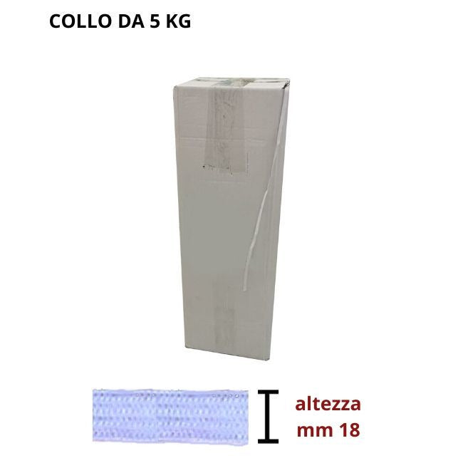 Elastico treccia h 18 mm confezione industriale articolo 012 gomme kg 1