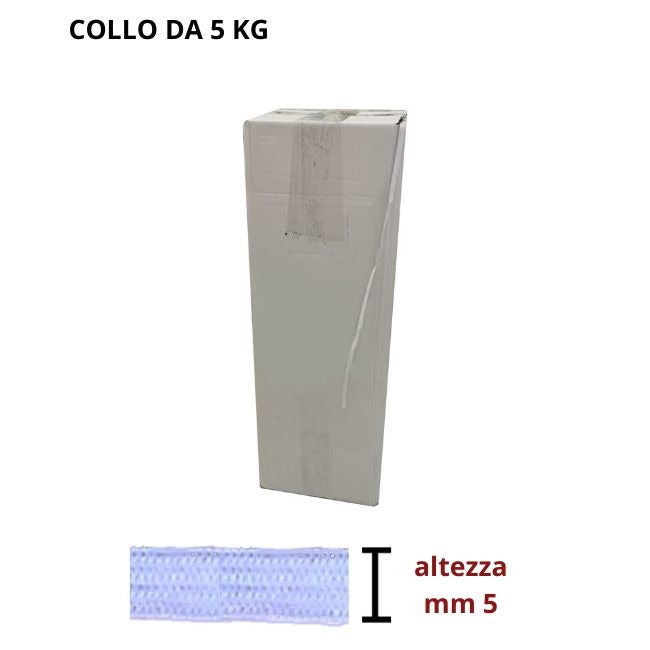 Elastico treccia h 5 mm confezione industriale articolo 05 gomme kg 1