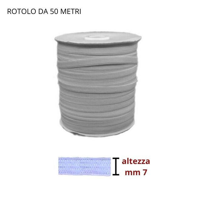 Elastico treccia h mm 7 articolo art 05 gomme metri 50