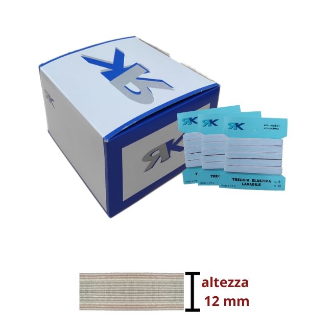 Elastico treccia lavabile h 12 mm articolo 18TL metri 5