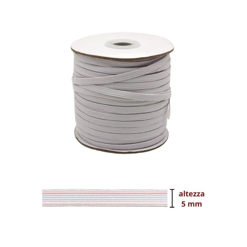 Washable braided elastic, h 5 mm, item 10tl, 100 metres