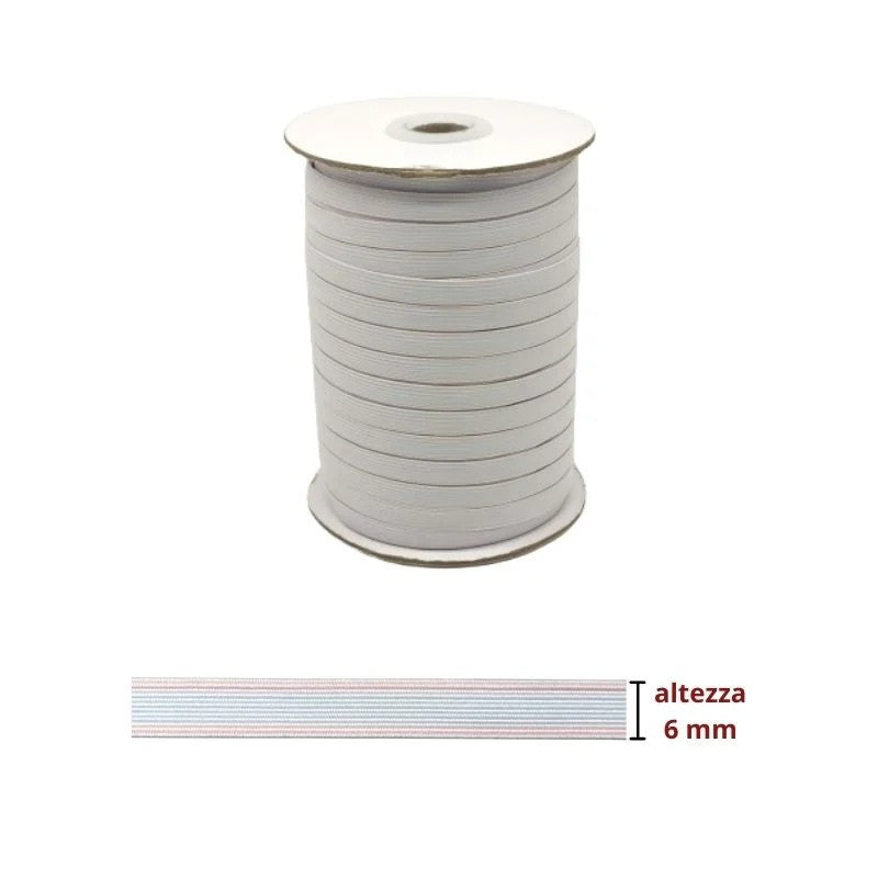 Washable braided elastic, h 6 mm, item 12tl, 100 metres