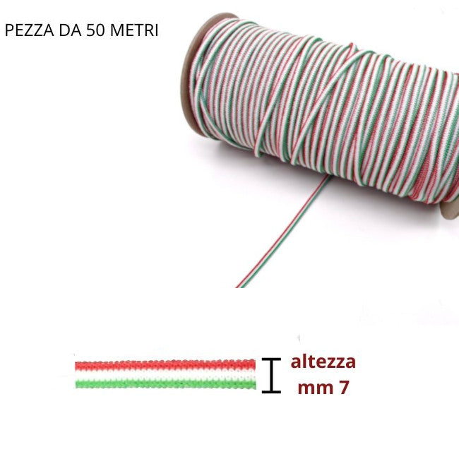 Elastico tricolore h mm 7 articolo Bandiera metri 50