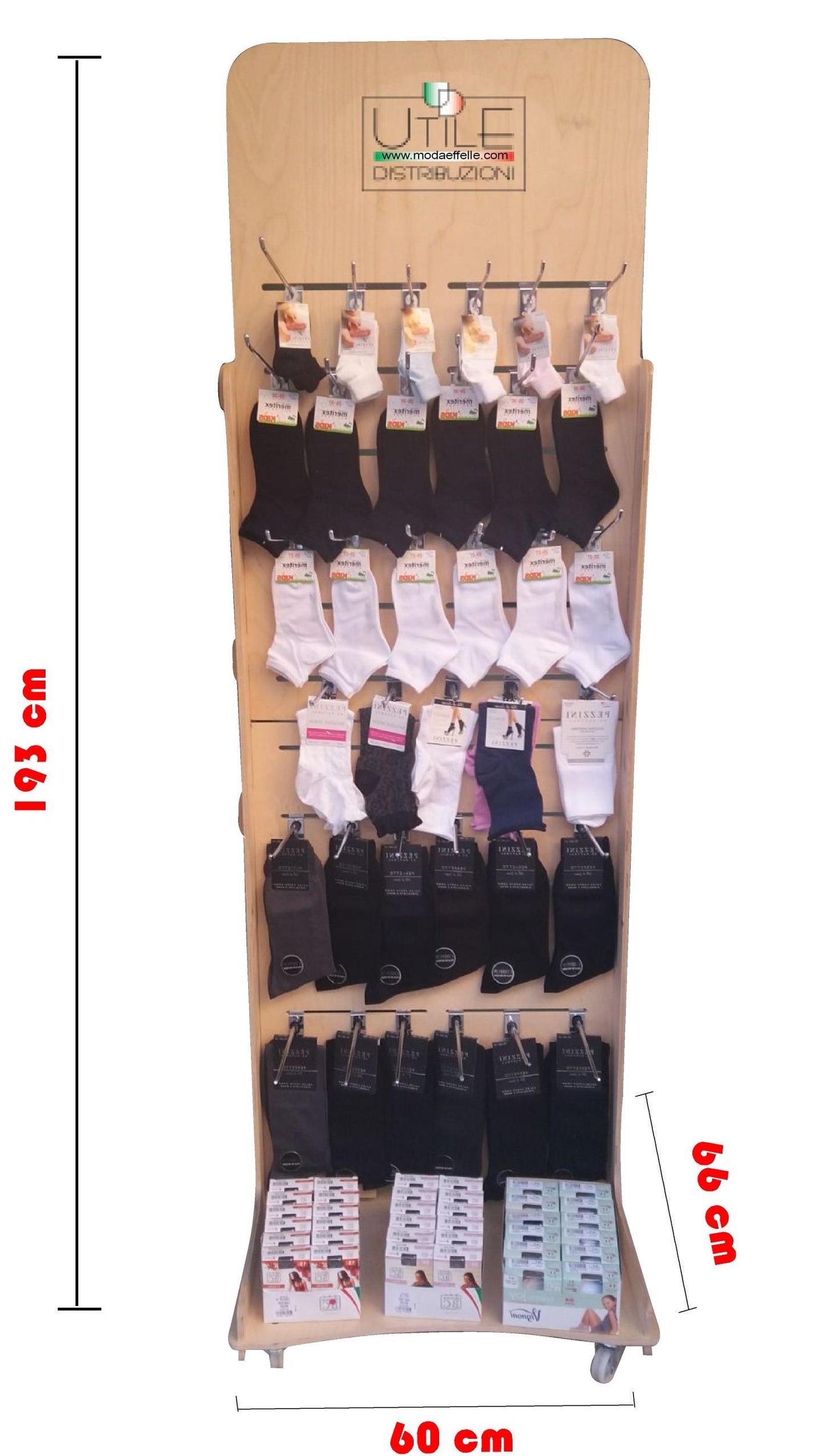 Espositore articolo calze primavera estate uomo donna bambino