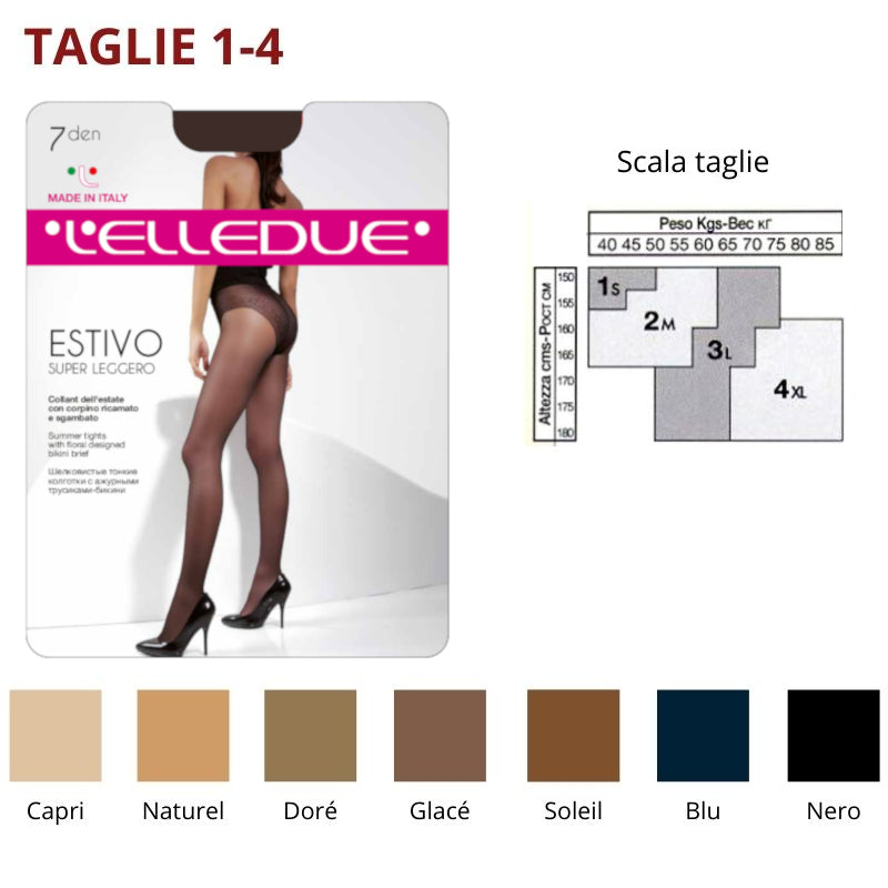 Estivo 7 den collant setificato (TG 1-4) Elledue paia 6