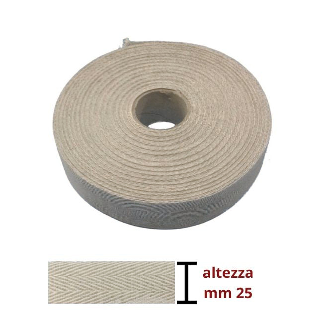 Herringbone linen ribbon h mm 2.5 item 762/25 20 meters