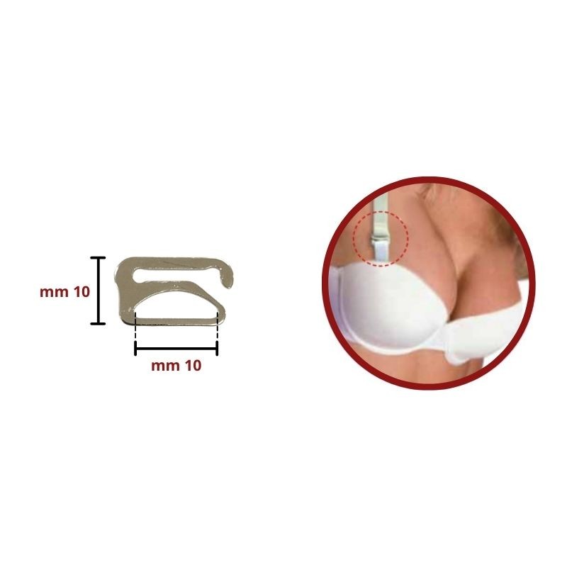 Metal hook for bra strap, pitch 10 mm, item 16609, 24 pieces