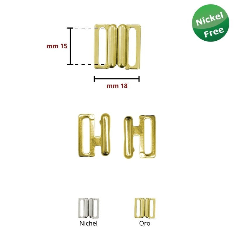 Metal swimsuit hook, 1.5 cm pitch, item 16617, 12 pairs