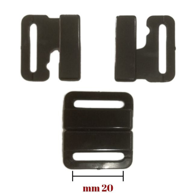 Plastic bra hook pitch 20 mm internal item 16656 pairs 6