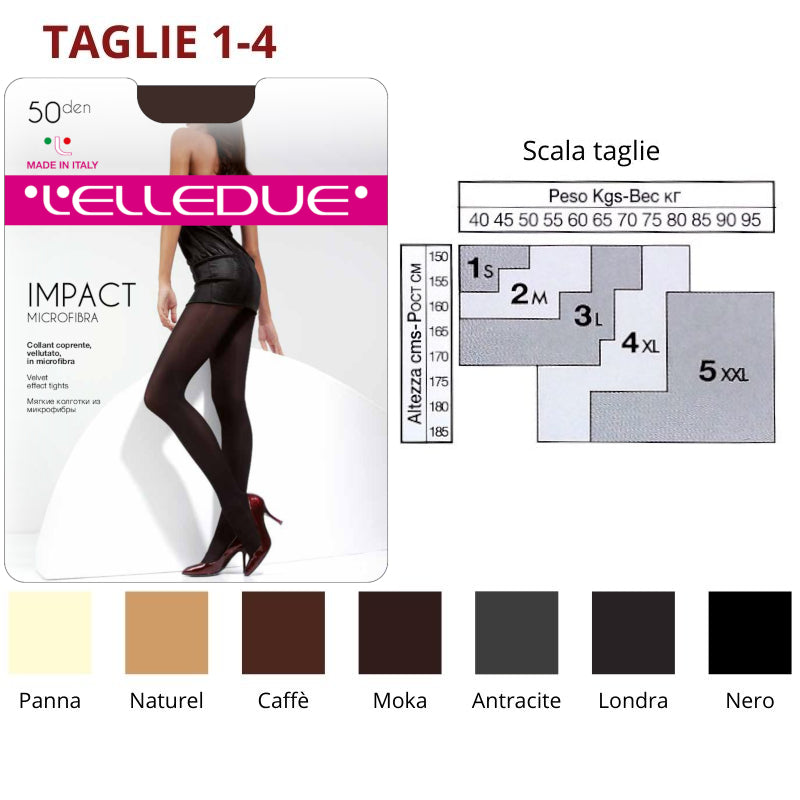 Impact 50 den (TG 1-4) collant microfibra Elledue paia 6