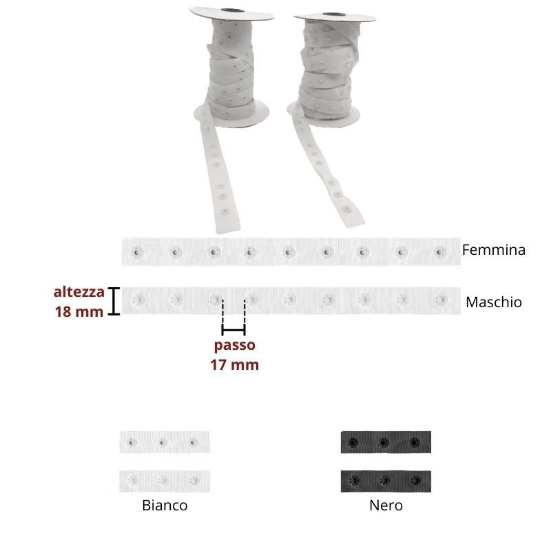Nastro con bottone automatico continuo articolo 341/1