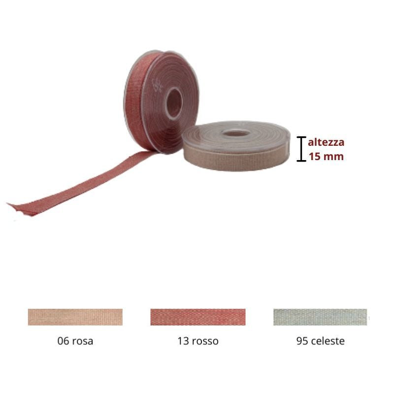 Melange effect linen ribbon h mm 15 item 792/15 20 meters