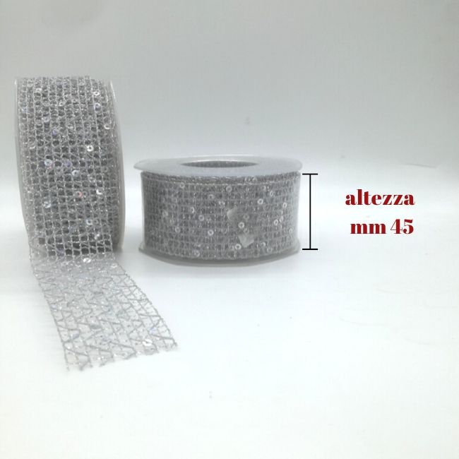 Nastro rete lamè paiettata h mm 45 articolo Z7/45 metri 15