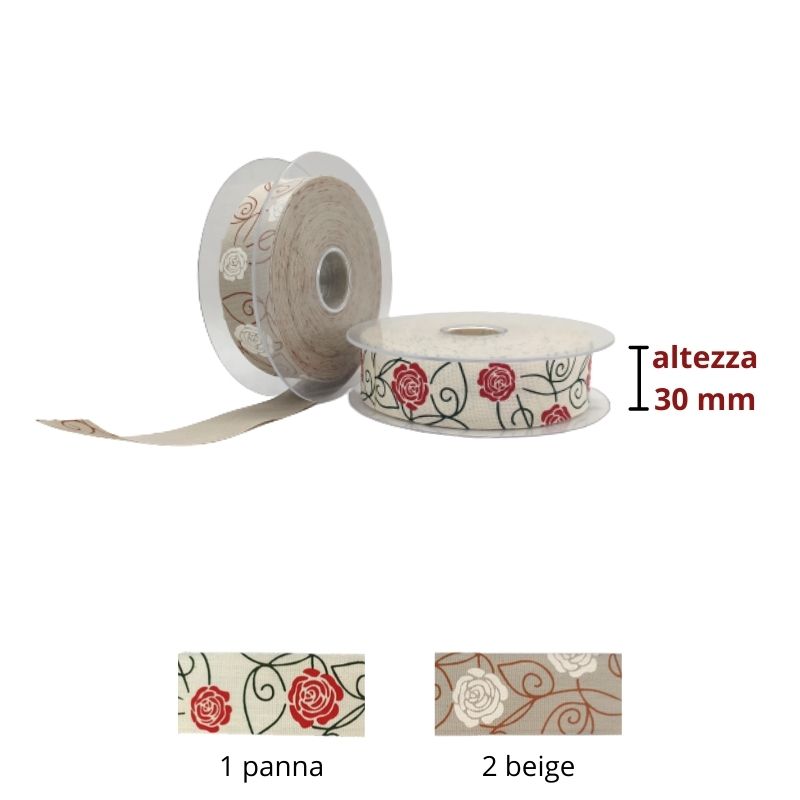 Nastro stampato 100 % cotone h cm 3 articolo ST 15 metri 20