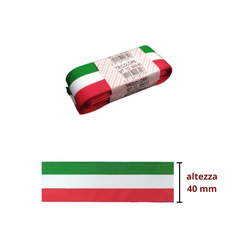Nastro tricolore poliestere 100% h mm 40 da 10 MT articolo 27/40 metri 10
