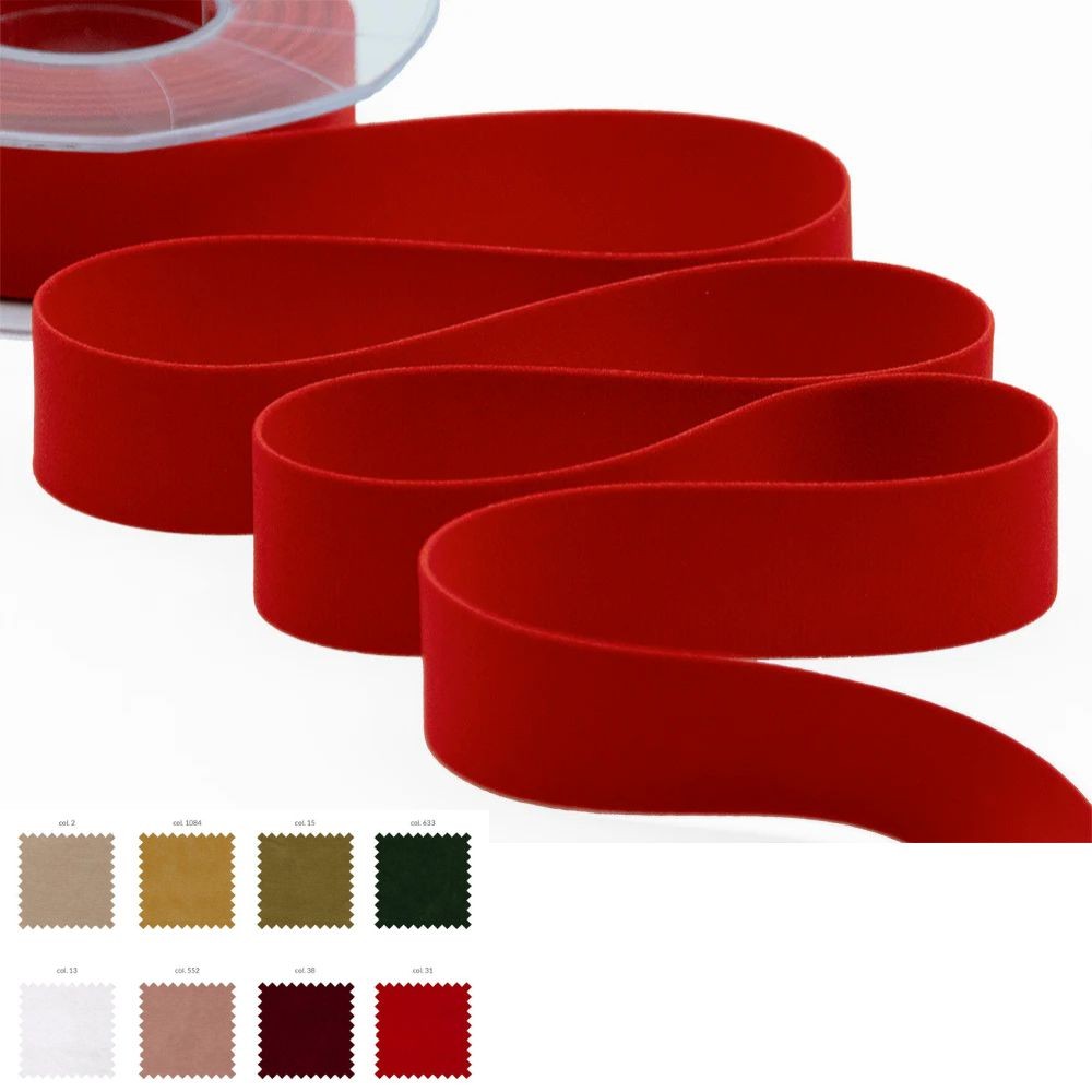 Nastro velluto decorativo h mm 25 bifacciale articolo RV30/25 metri 7